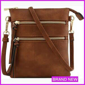 Mini Crossbody Bag Lightweight Adjustable Strap Multi Pocket Chic Faux Leather